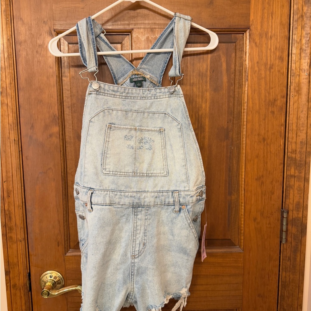 Wild Fable Light Blue Denim Distressed Overalls, Small, NWT